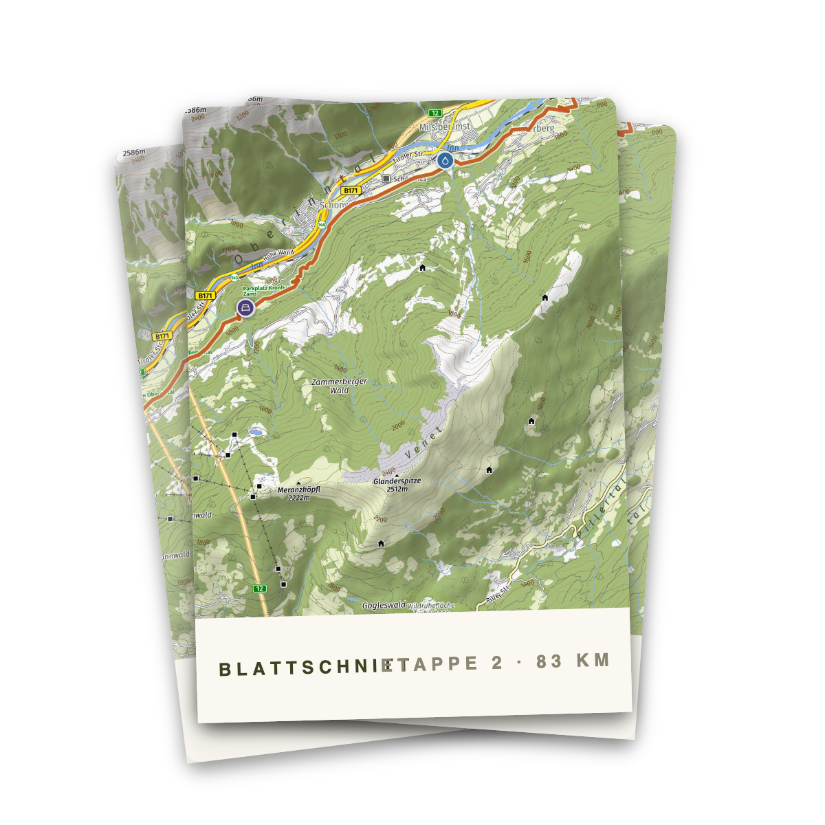 Offline-Karten als PDF: Blattschnitt-Übersicht und Kartenblätter, gefächert